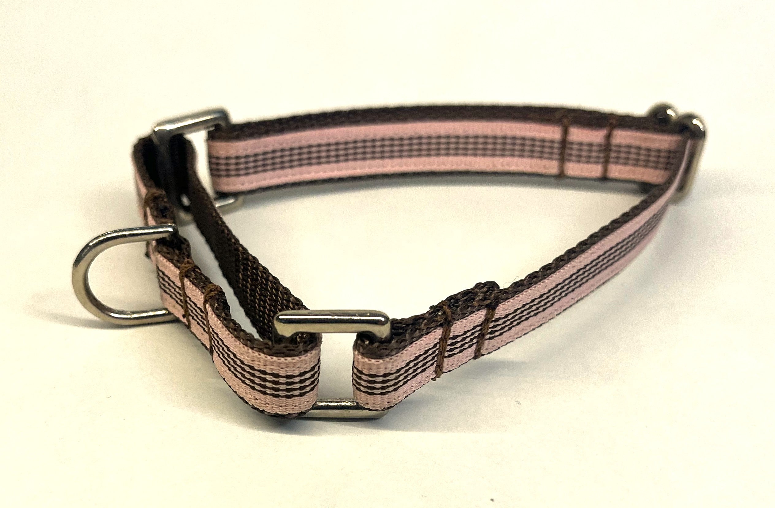 Light Pink and Brown Stripes Martingale Collar 1/2