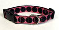 Light Pink with Black Large Dot Dog Collar 1in