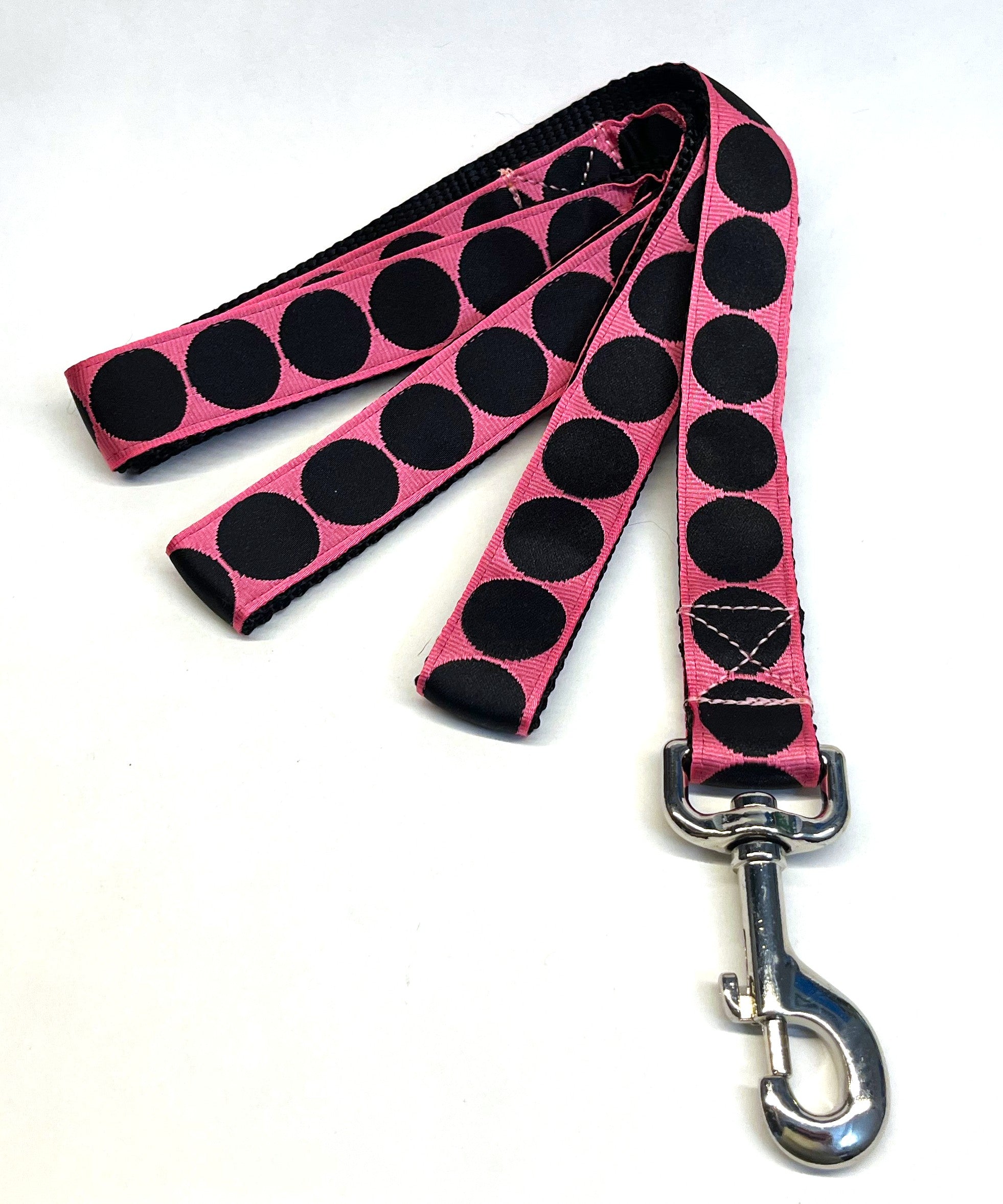 Light Pink with Black Large Dot Dog Leash 1in