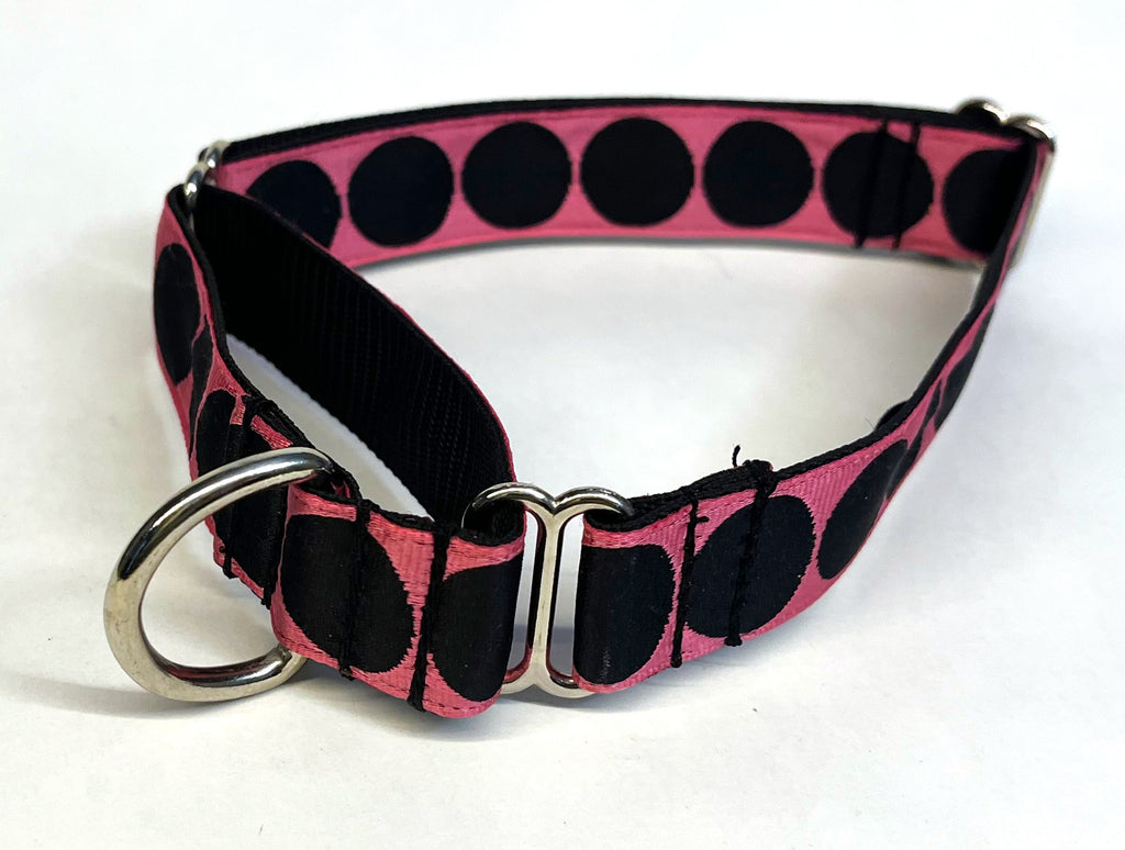 Light Pink with Black Large Dot Martingale Collar 1in
