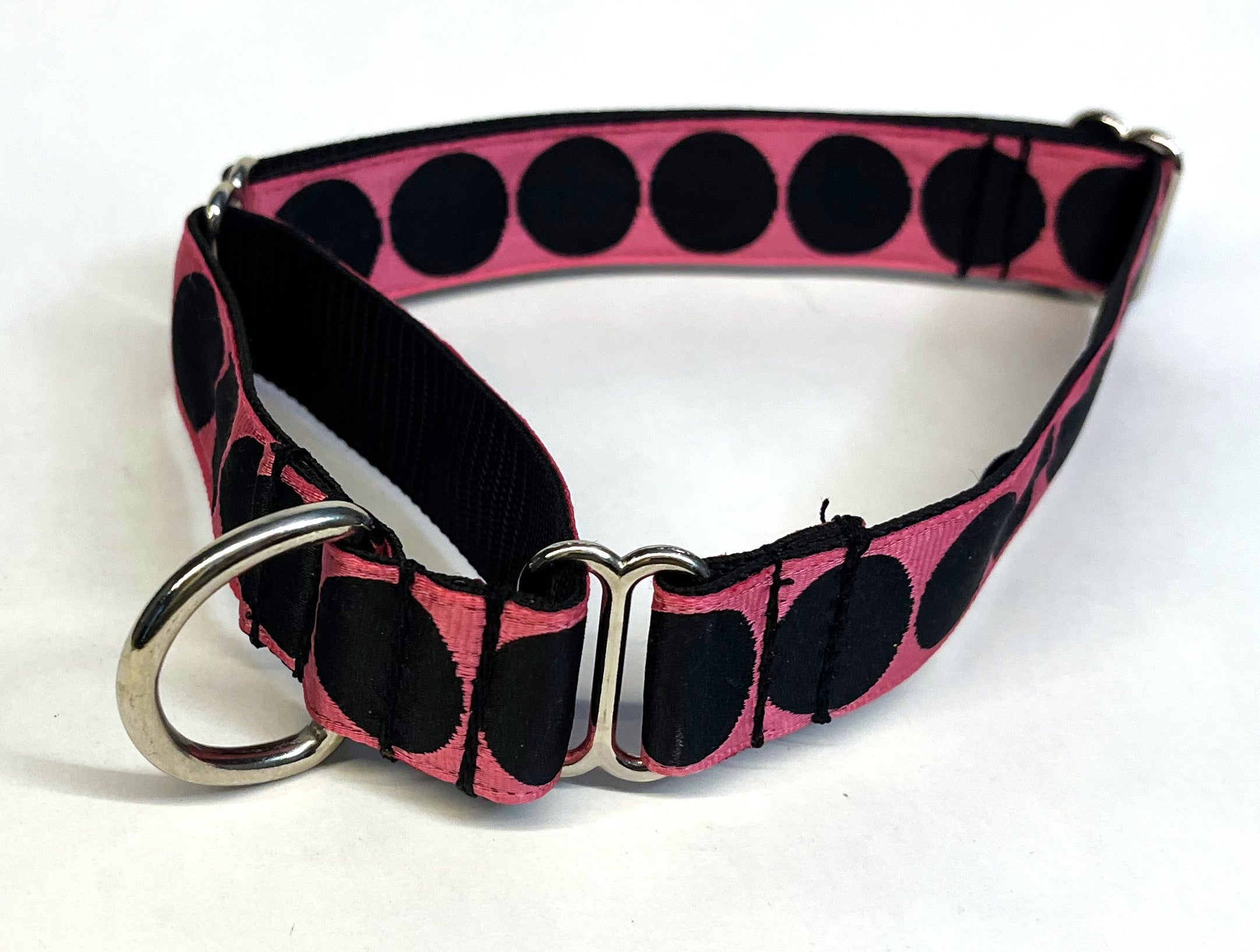 Light Pink with Black Large Dot Martingale Collar 1in