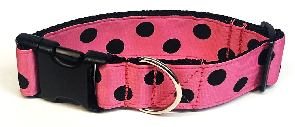 Light Pink with Black Dots Dog Collar 1 1/2 in