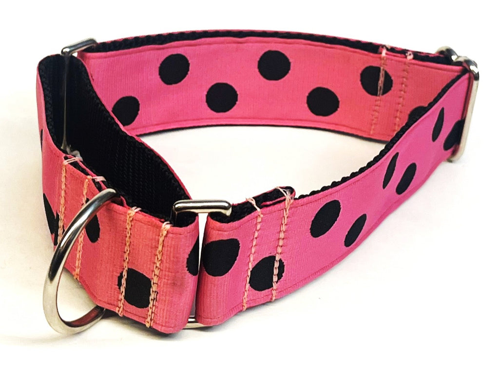 Light Pink with Black Dots Martingale Collar 1 1/2 in