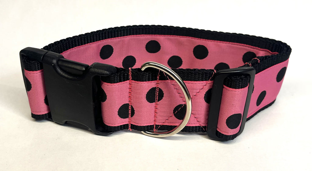 Pink with Black Dots Dog Collar 2in