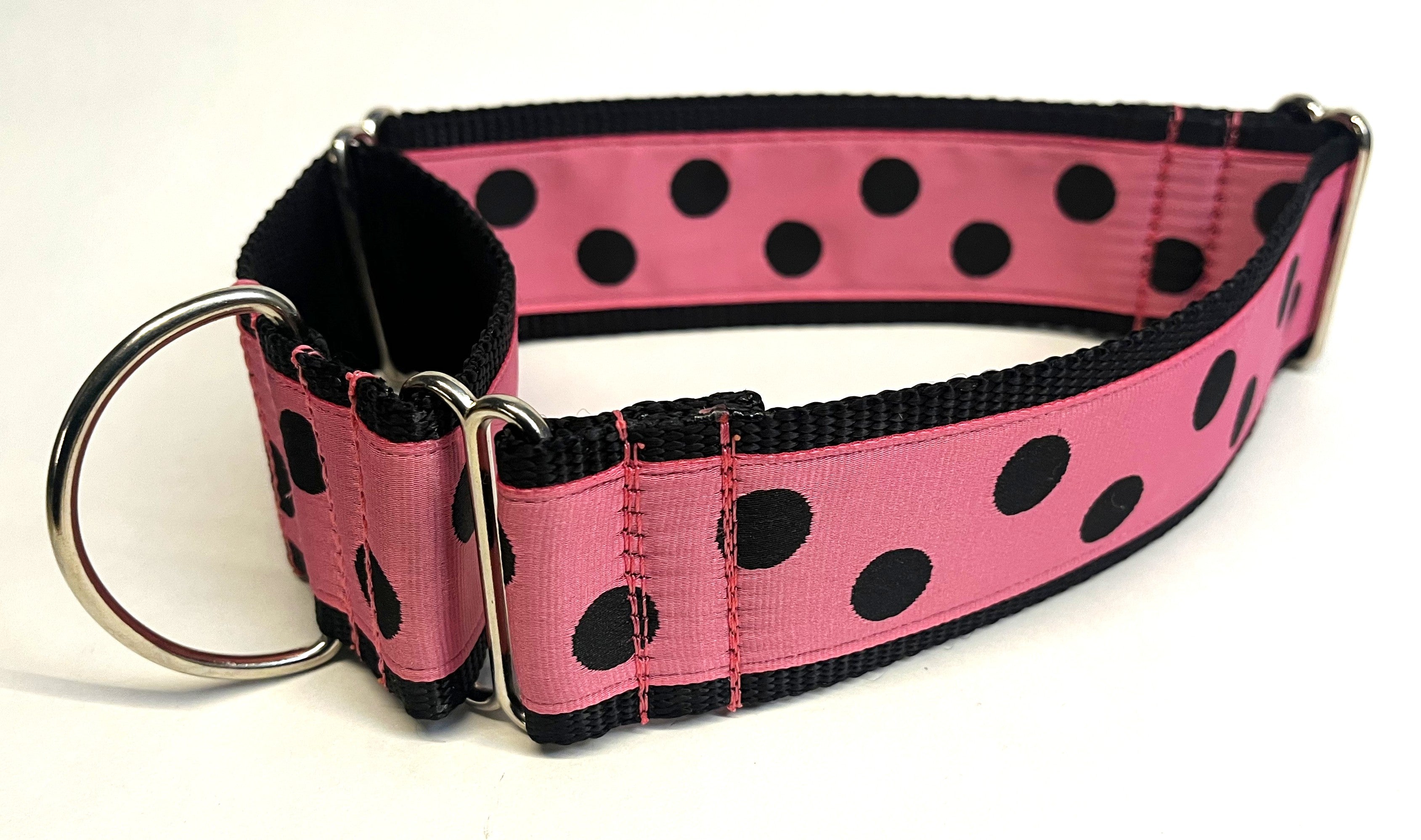 Pink with Black Dots Martingale Collar 2in