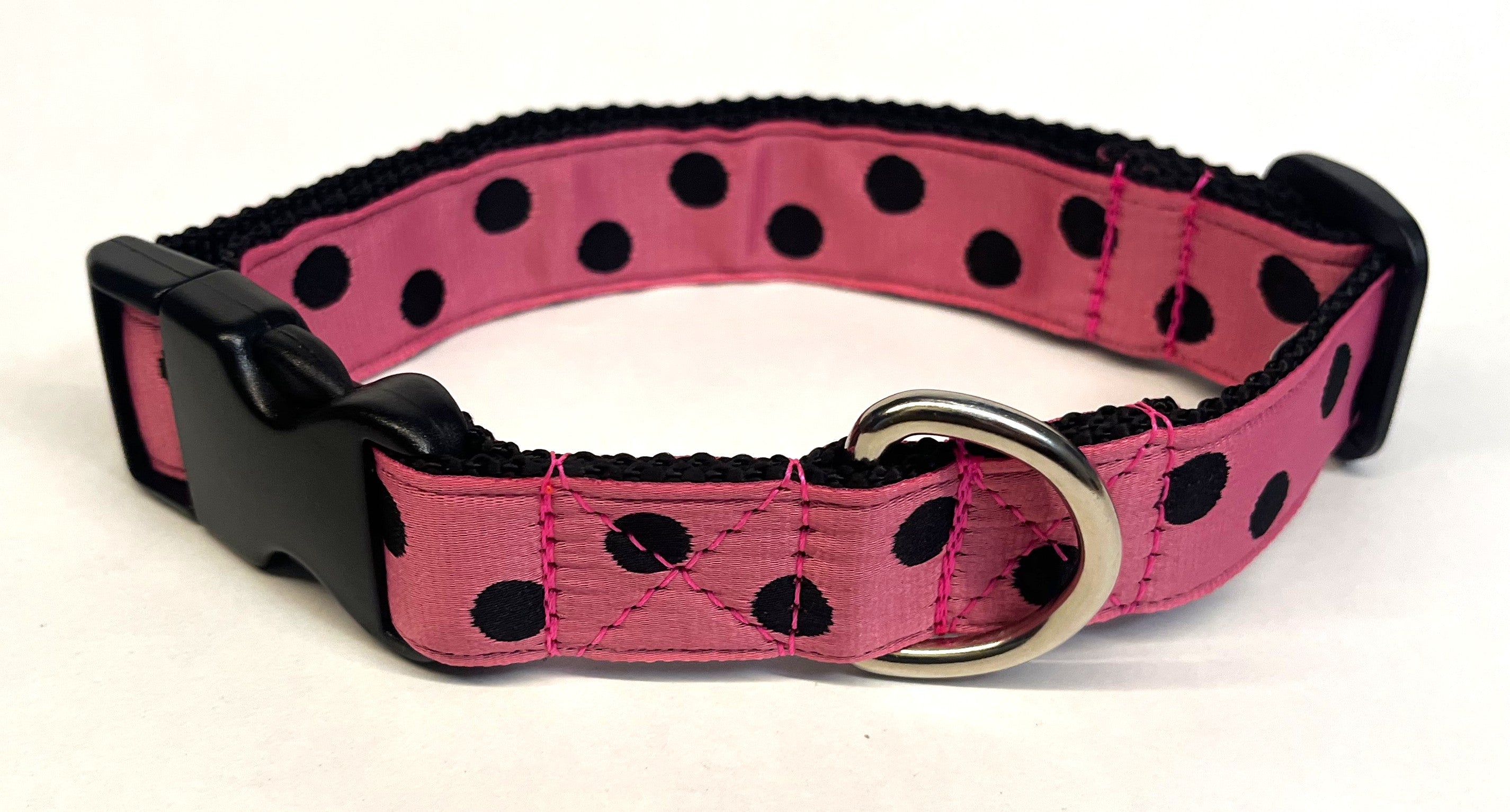 Light Pink with Black Dots Dog Collar 1in
