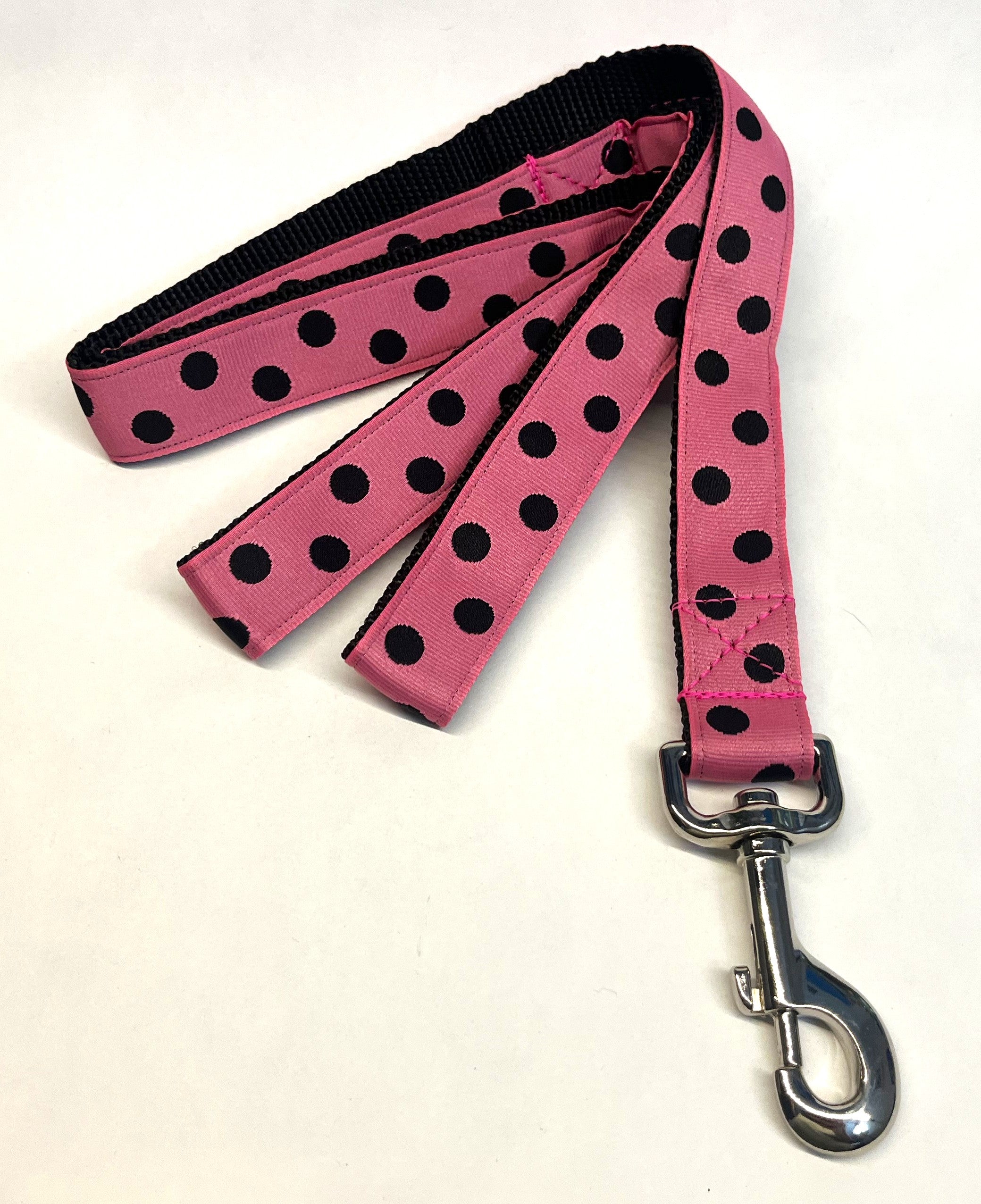 Light Pink with Black Dots Dog Leash 1in
