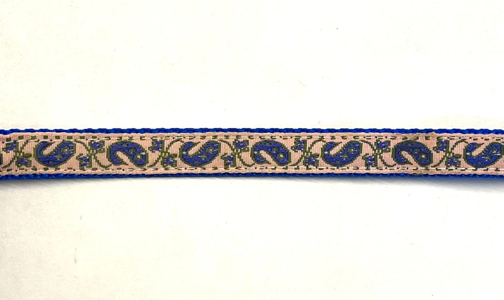 Light Pink with Blue Paisley Dog Collar 1/2