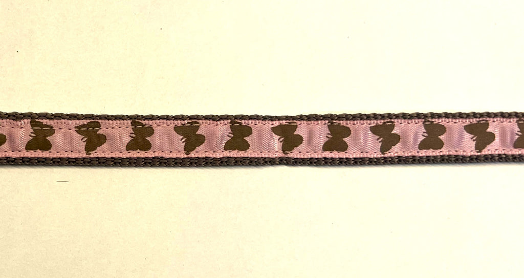 Light Pink with Brown Butterflies Chain Martingale Collar 1/2