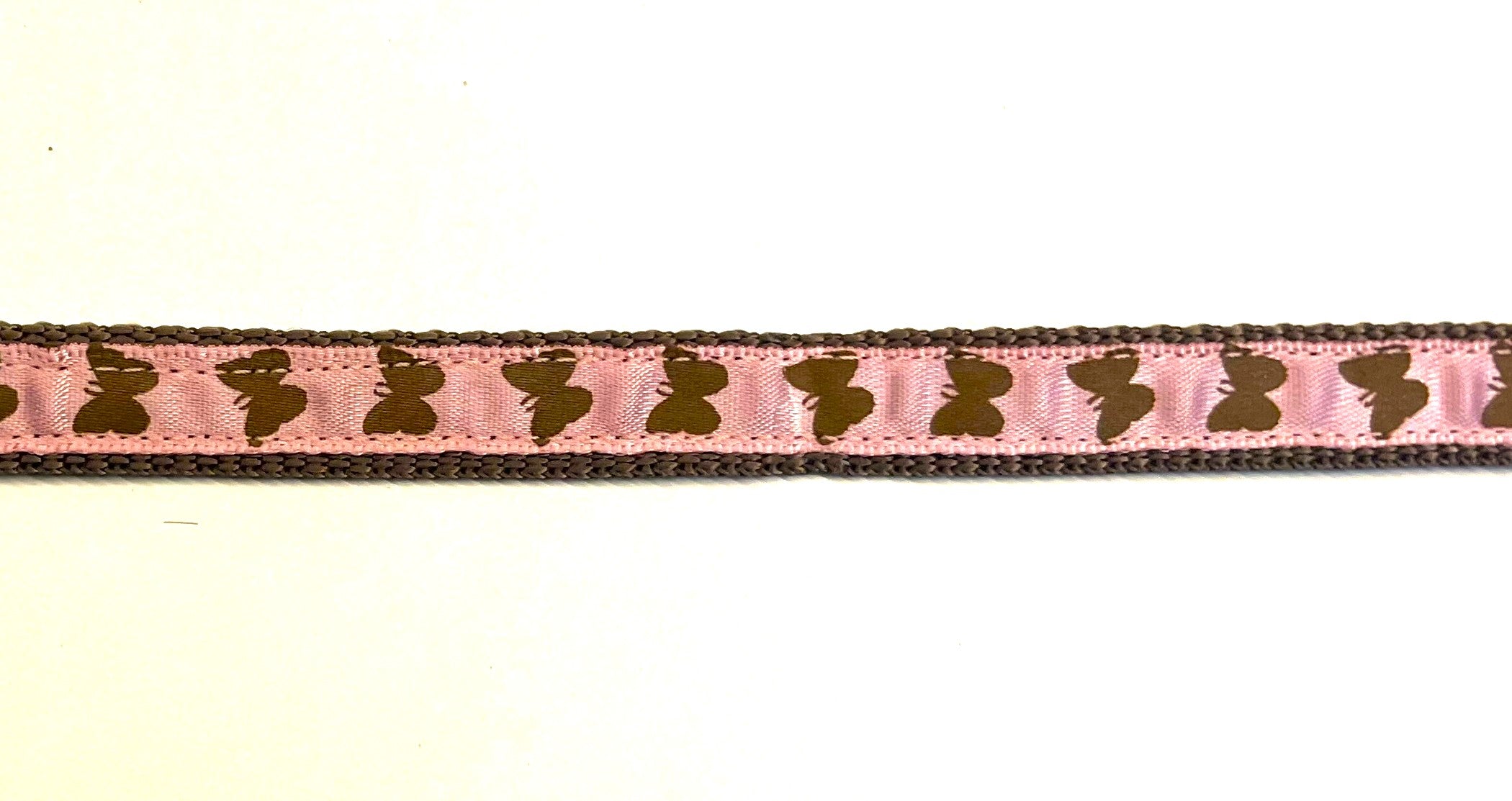 Light Pink with Brown Butterflies Dog Collar 1/2