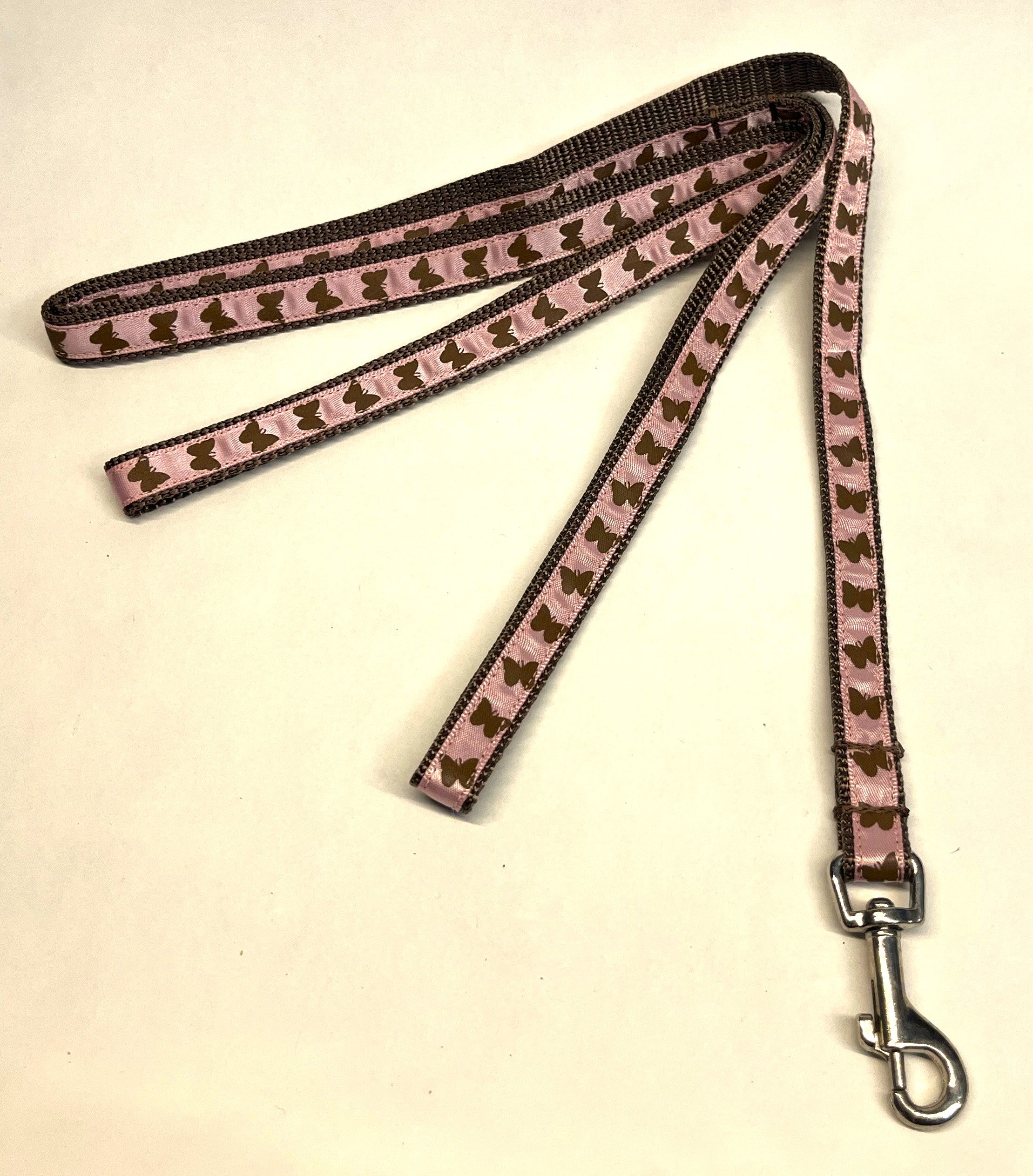 Light Pink with Brown Butterflies Dog Leash 1/2