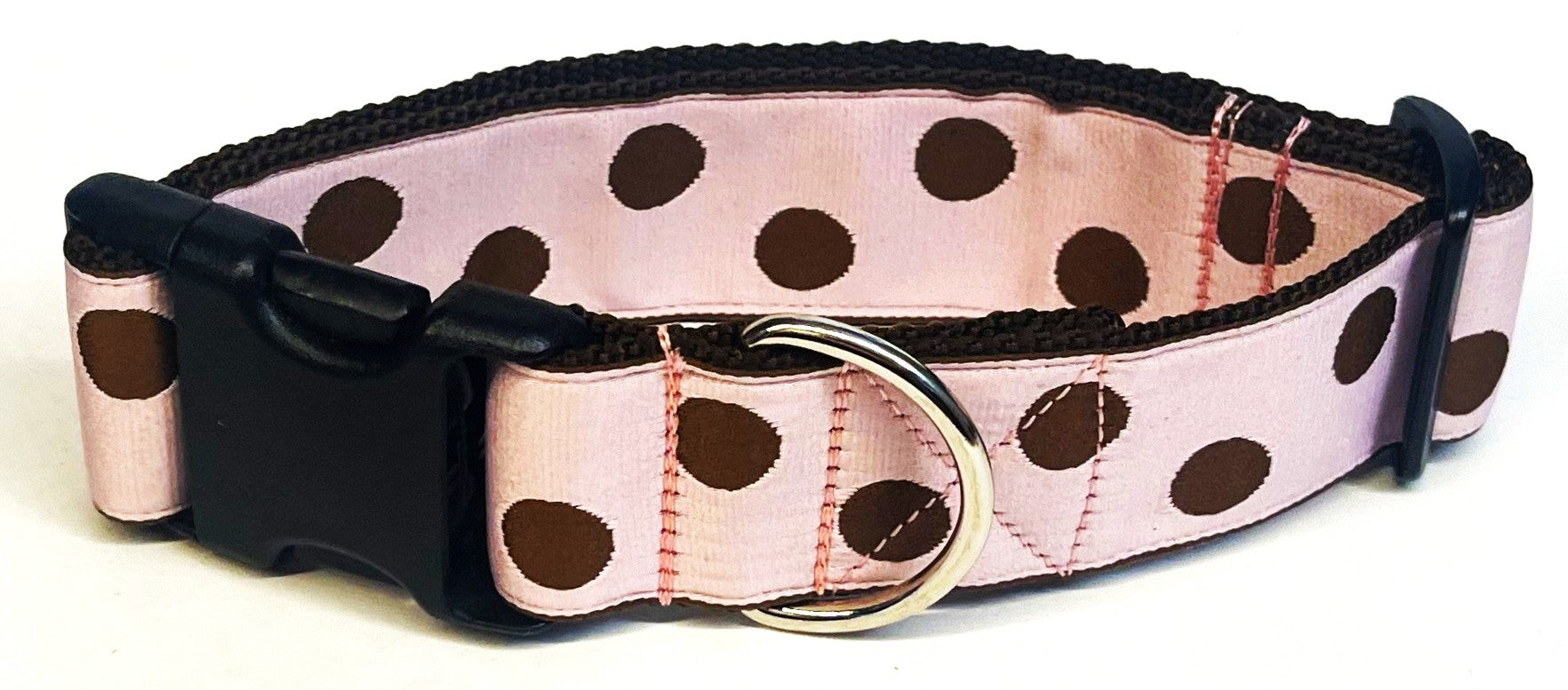 Light Pink with Brown Dots Dog Collar 1 1/2 in