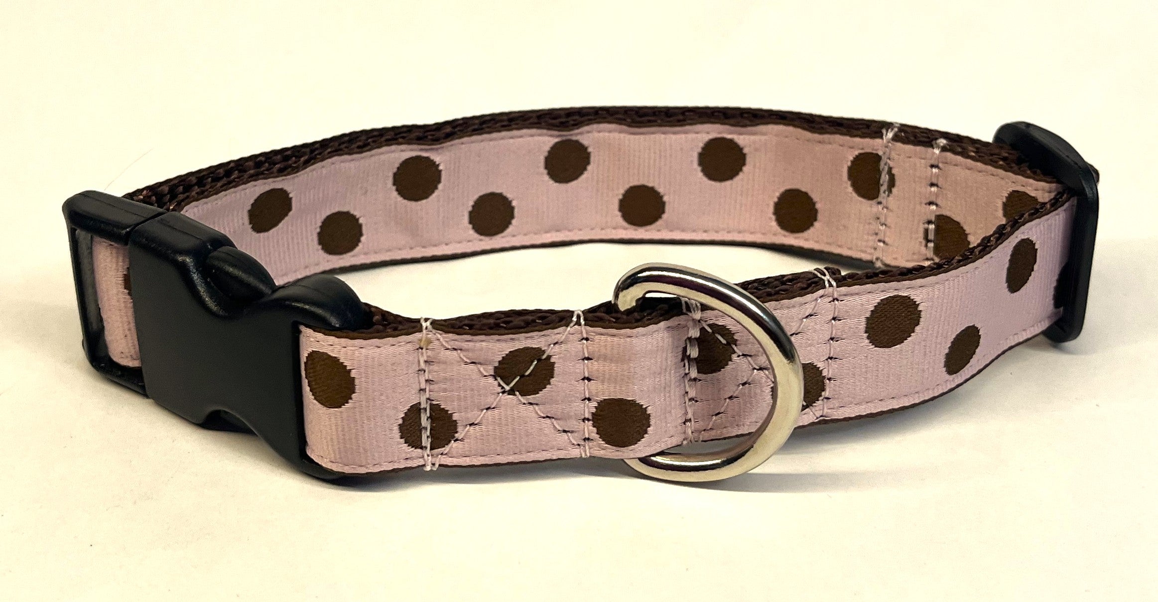 Light Pink with Brown Dots Dog Collar 1in