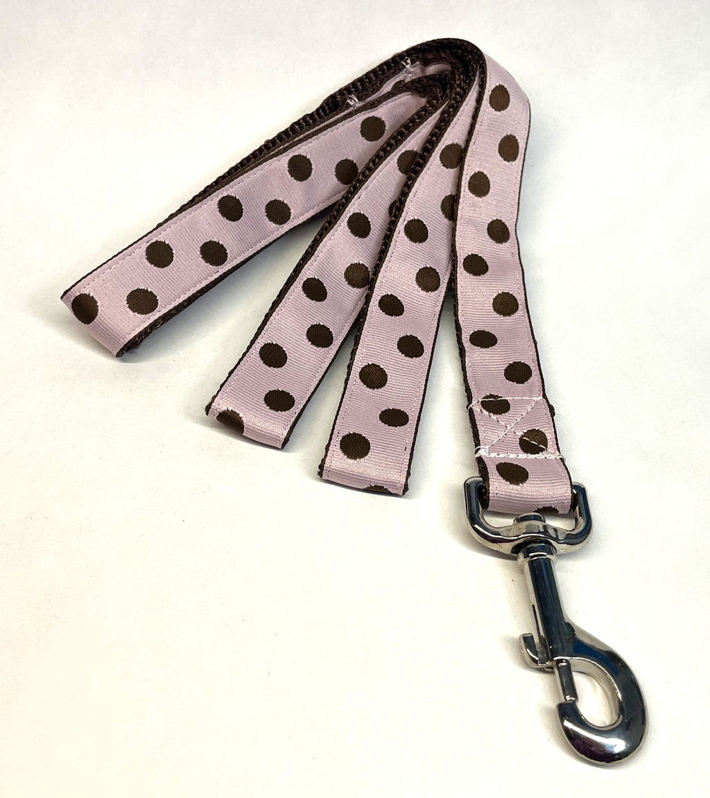 Light Pink with Brown Dots Dog Leash 1in