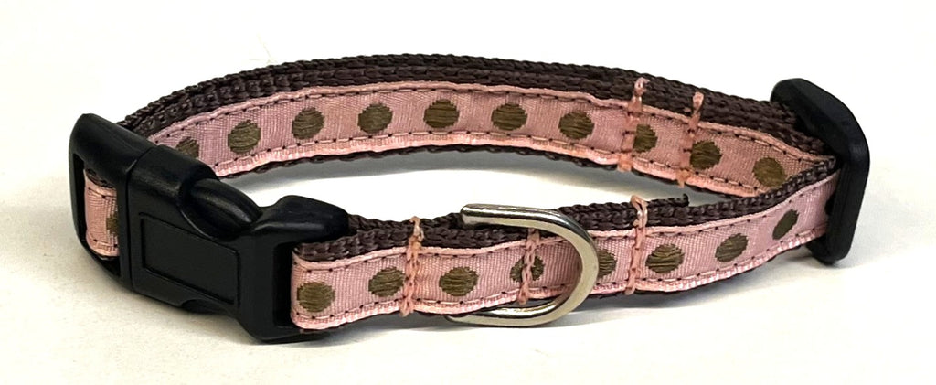Light Pink with Brown Dots Dog Collar 1/2