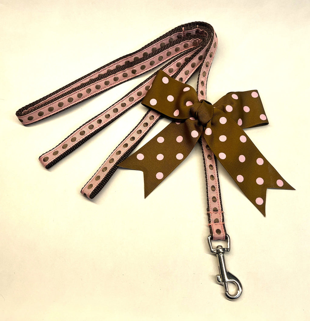 Light Pink with Brown Dots Dog Leash 1/2