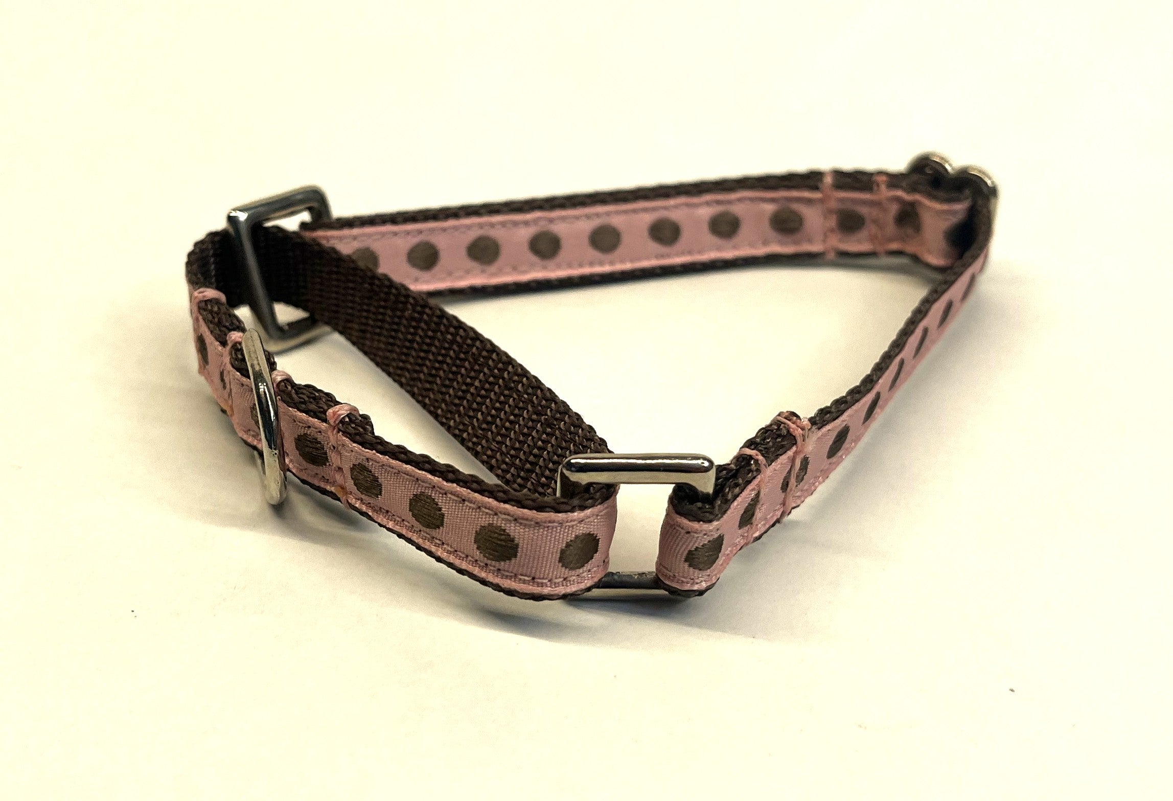 Light Pink with Brown Dots Martingale Collar 1/2