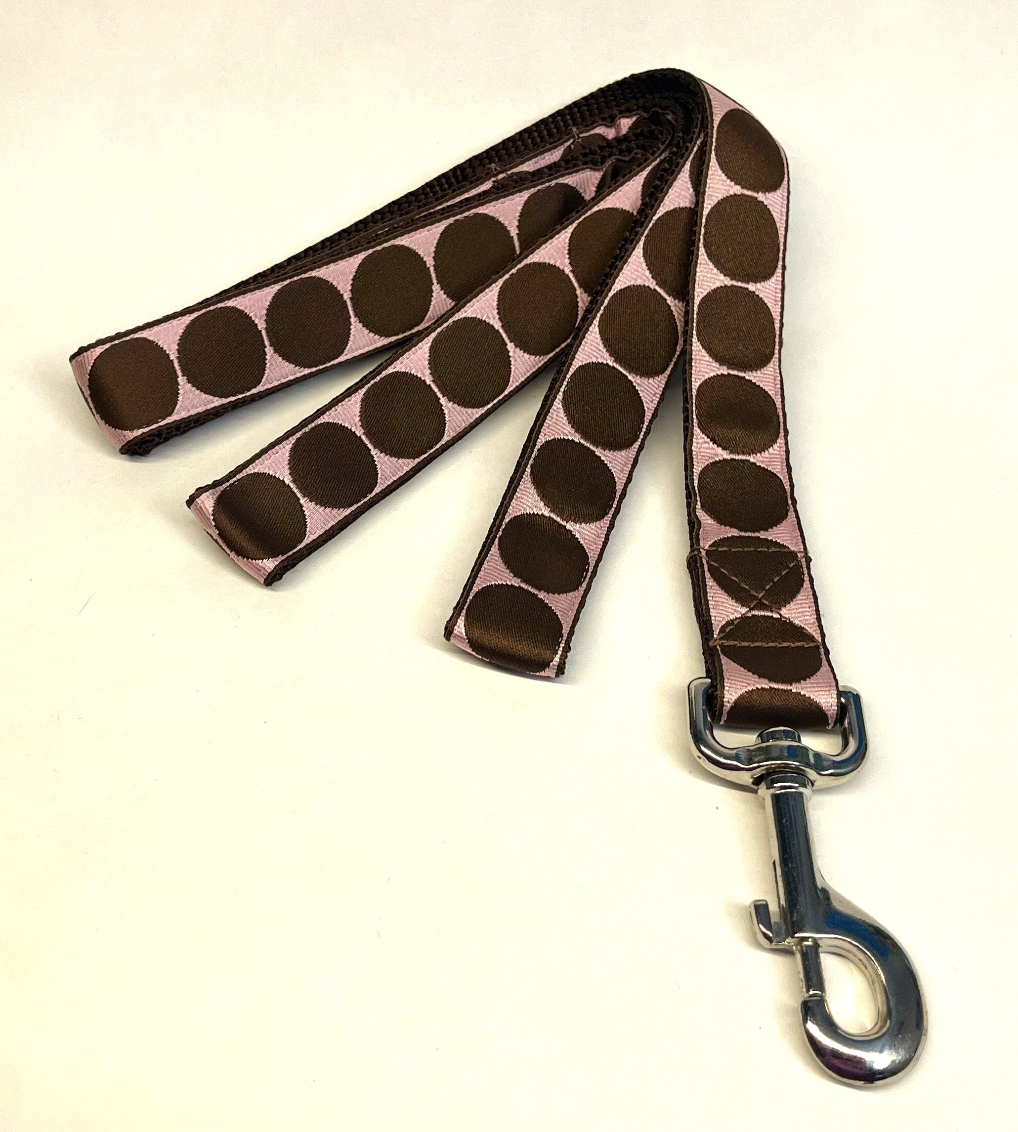 Light Pink with Brown Large Dot Dog Leash 1in
