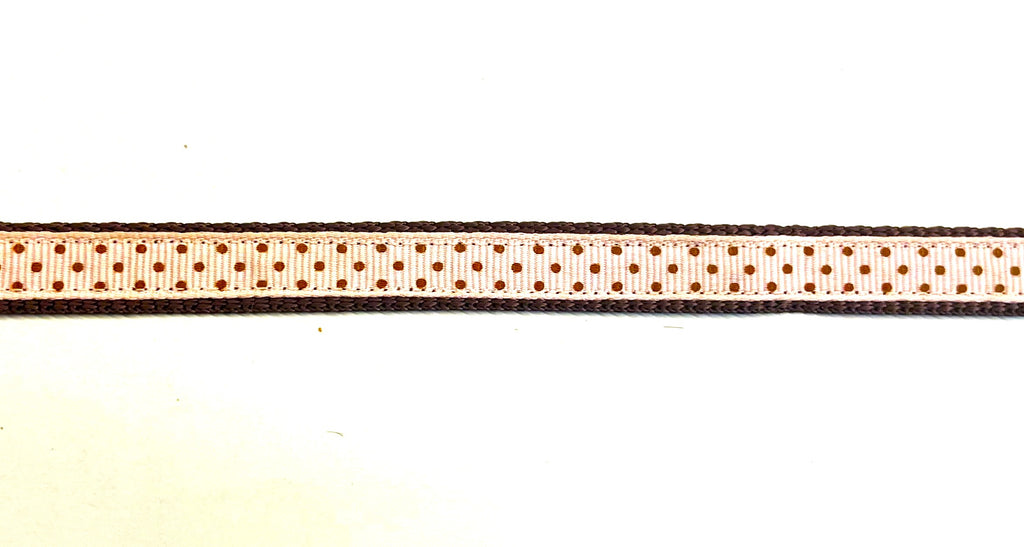 Light Pink with Brown Polka Dots Dog Collar 1/2