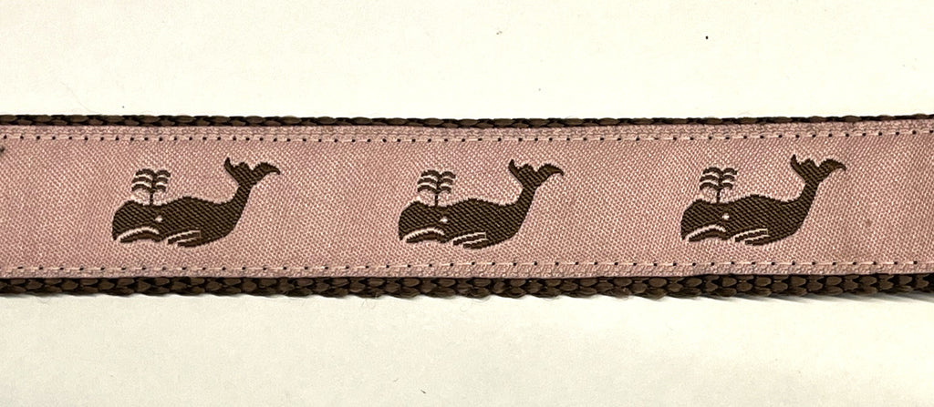 Light Pink with Brown Whales Chain Martingale Collar 1in
