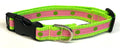 Light Pink with Green Dot Dog Collar 3/4