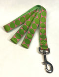 Light Pink with Green Large Dot Dog Leash 1in