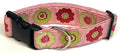 Light Pink with Green, Pink, and Light Green Flowers Dog Collar 1 1/2 in