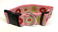 Light Pink with Green, Pink, White Flowers Dog Collar 2in