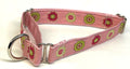 Light Pink with Green and Pink Flowers Martingale Collar 1in