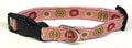 Light Pink with Green and Pink Flowers Dog Collar 3/4
