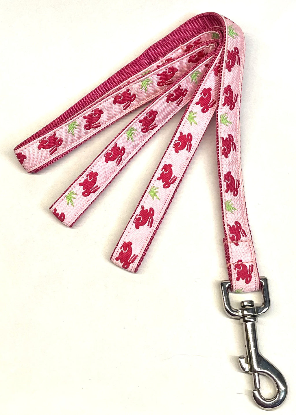 Light Pink with Pink Bunnies Dog Leash 3/4