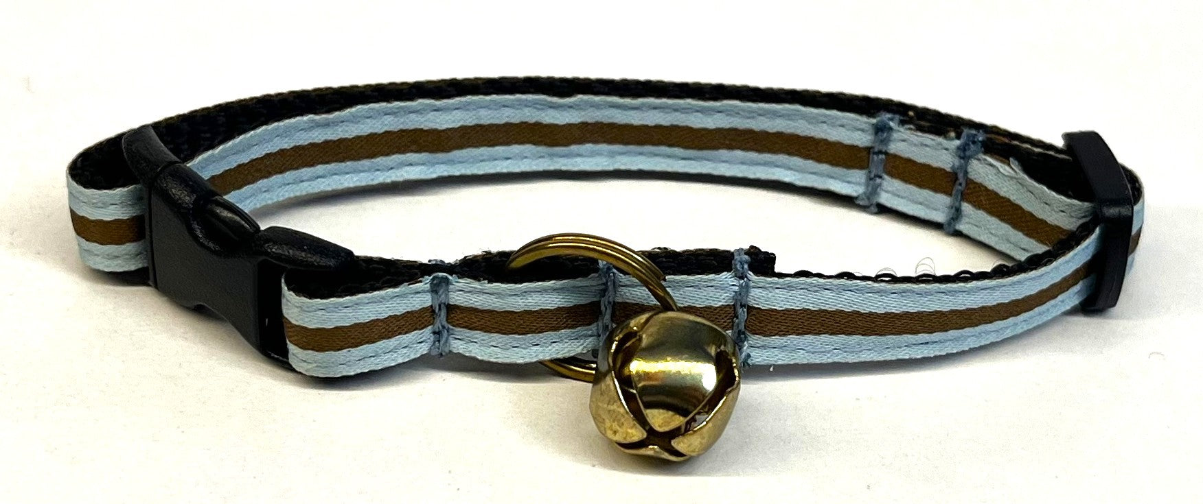 Light Blue and Brown Stripe Cat Collar