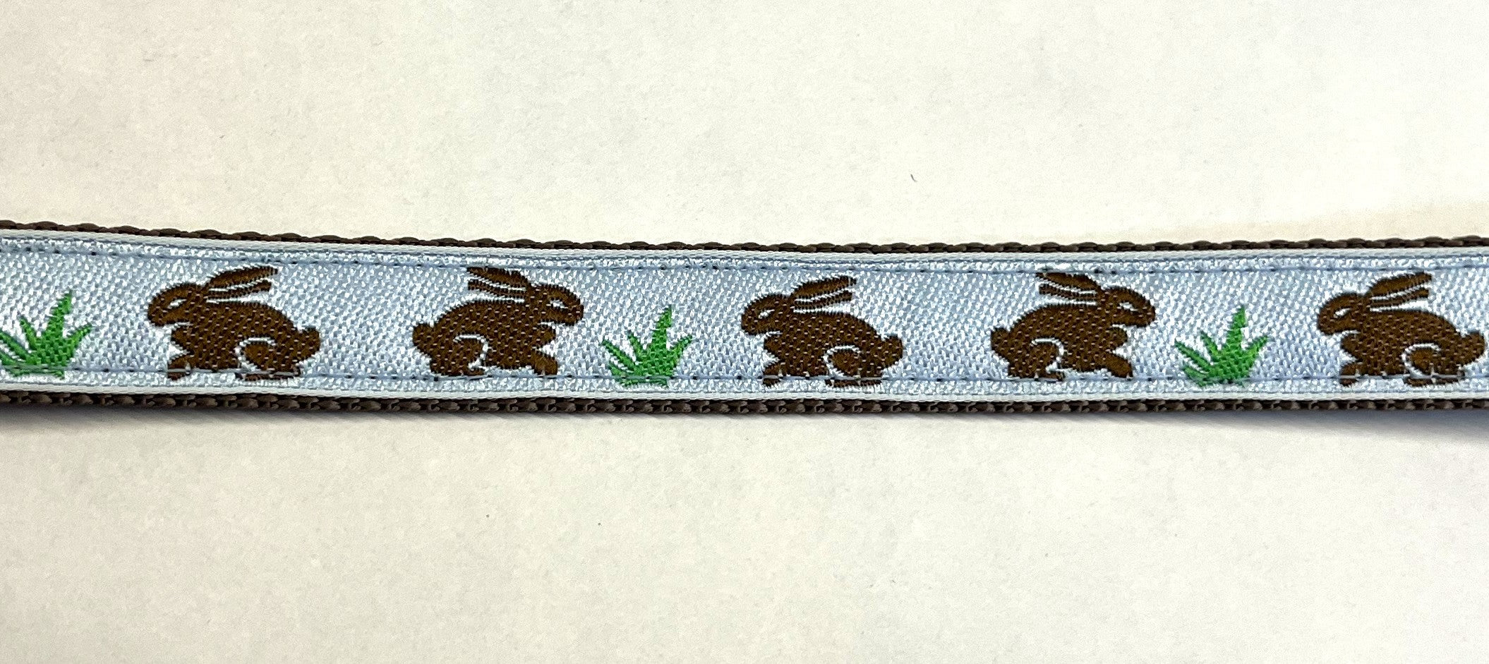 Light Blue with Brown Bunnies Dog Collar 3/4
