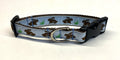 Light Blue with Brown Bunnies Dog Collar 3/4