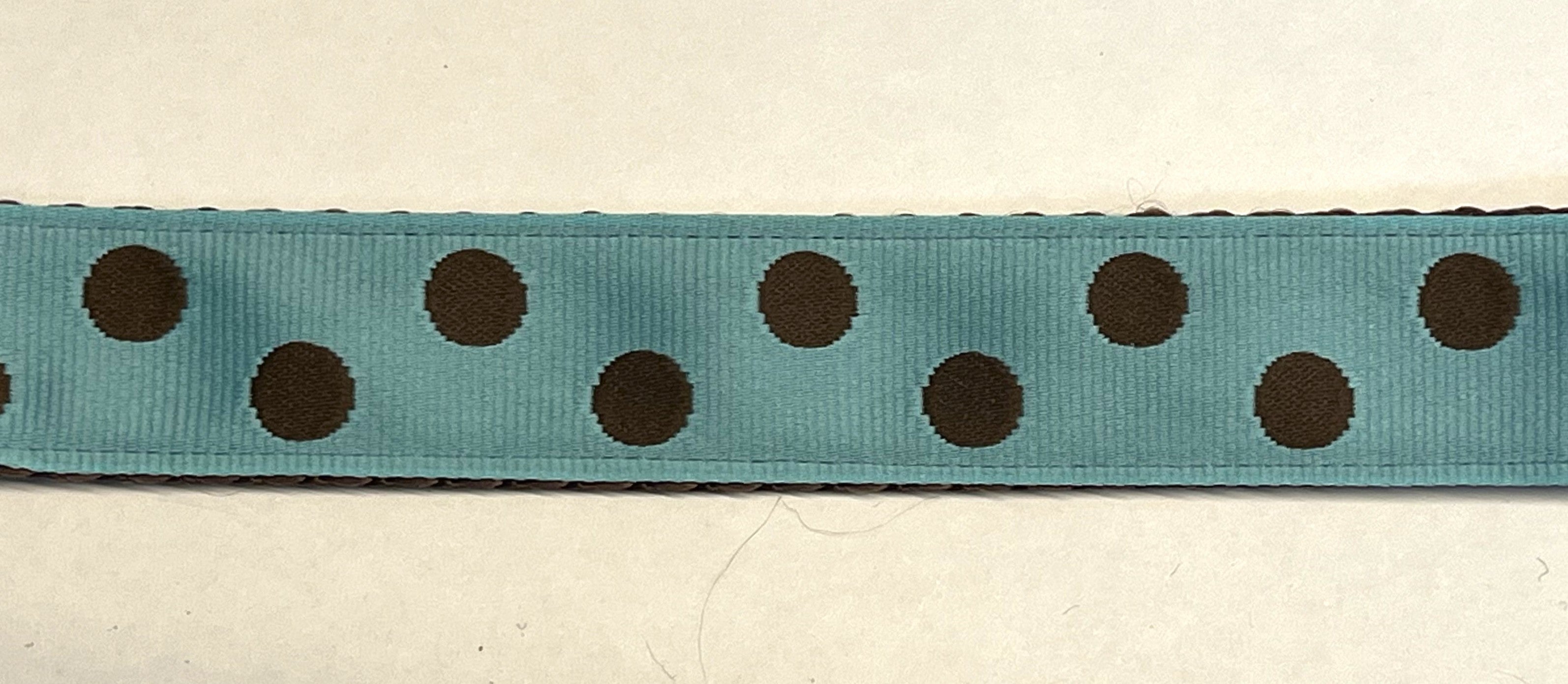 Light Blue with Brown Dots Dog Collar 1in
