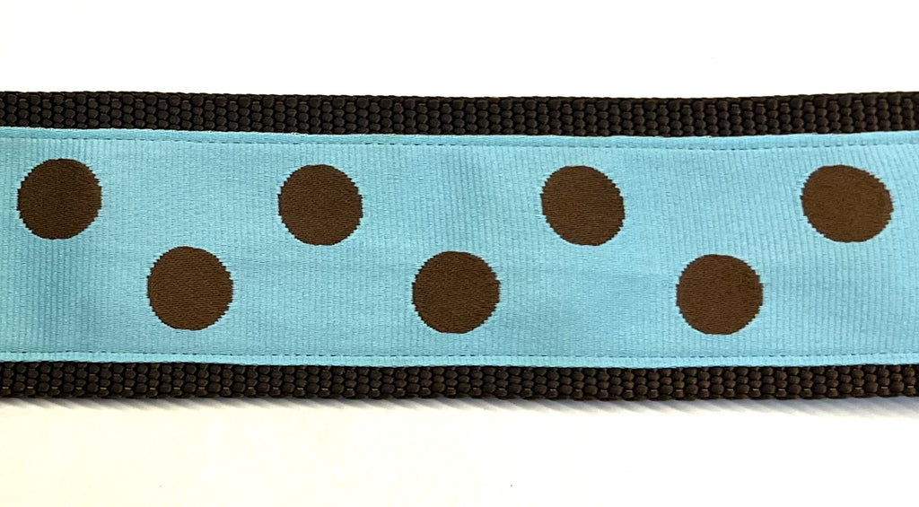 Light Blue with Brown Dots Dog Collar 2in
