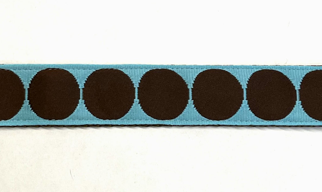 Light Blue with Brown Large Dot Dog Collar 1in