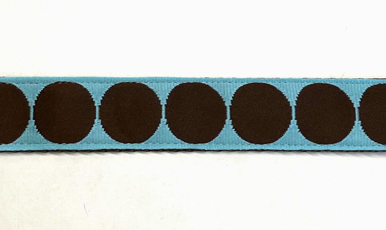 Light Blue with Brown Large Dot Dog Collar 1in