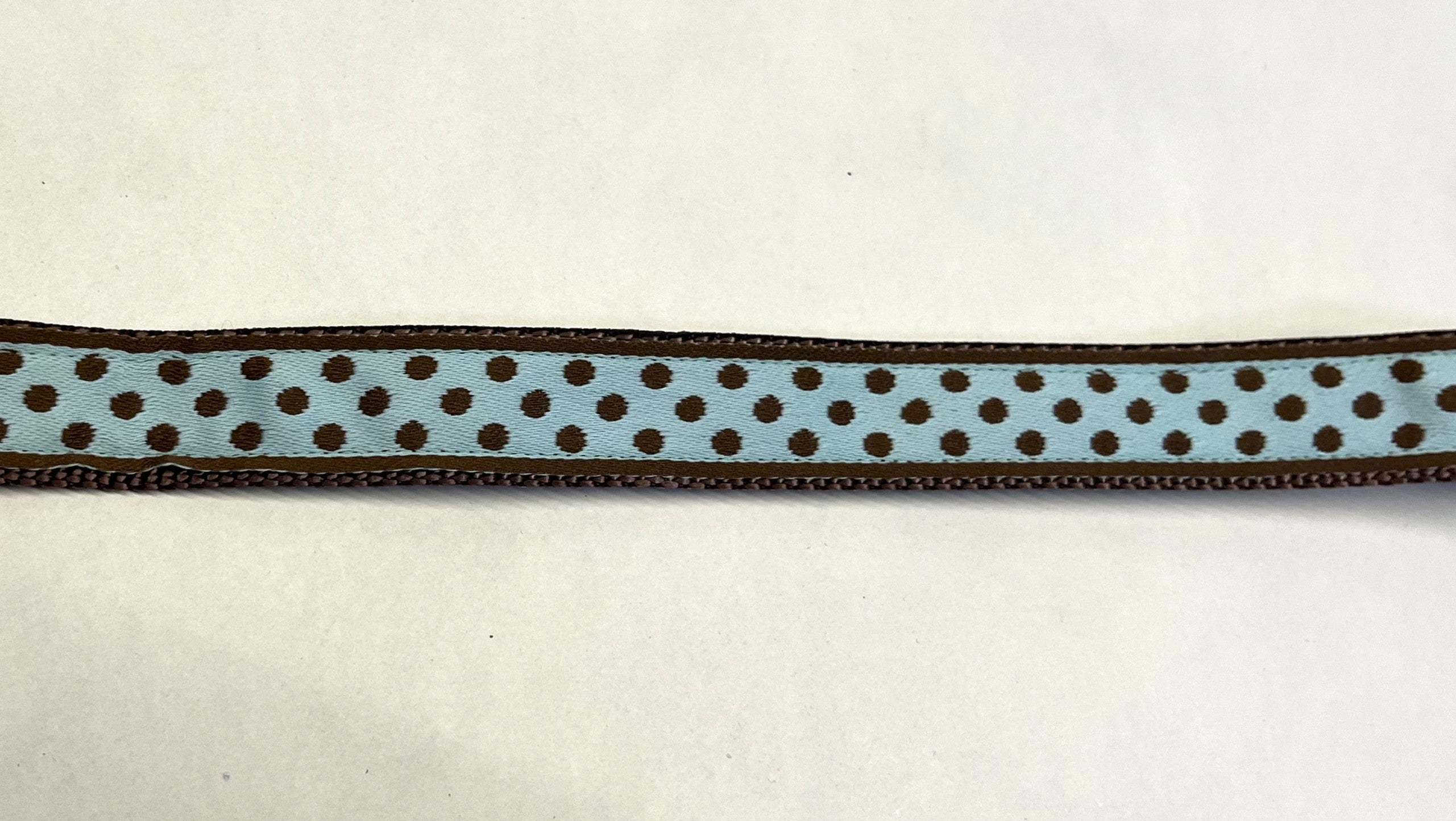 Light Blue with Brown Polka Dots Martingale Collar 3/4