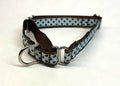 Light Blue with Brown Polka Dots Martingale Collar 3/4