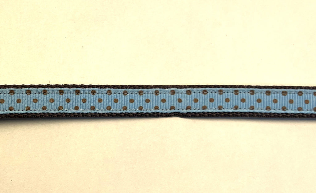 Light Blue with Brown Polka Dots Chain Martingale Collar 1/2