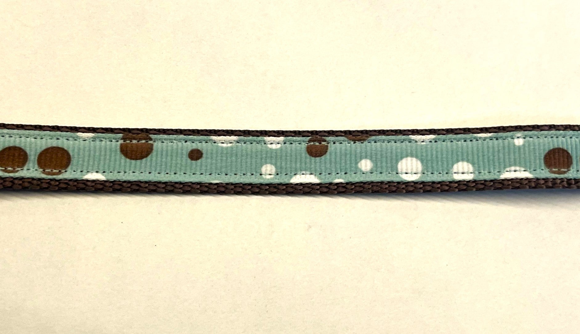 Light Blue with Brown and White Dots Dog Collar 1/2