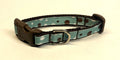 Light Blue with Brown and White Dots Dog Collar 1/2