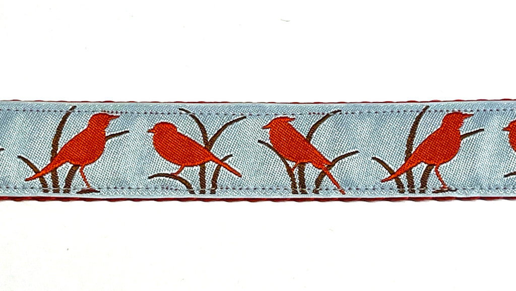 Light Blue with Red Birds Chain Martingale Collar 1in