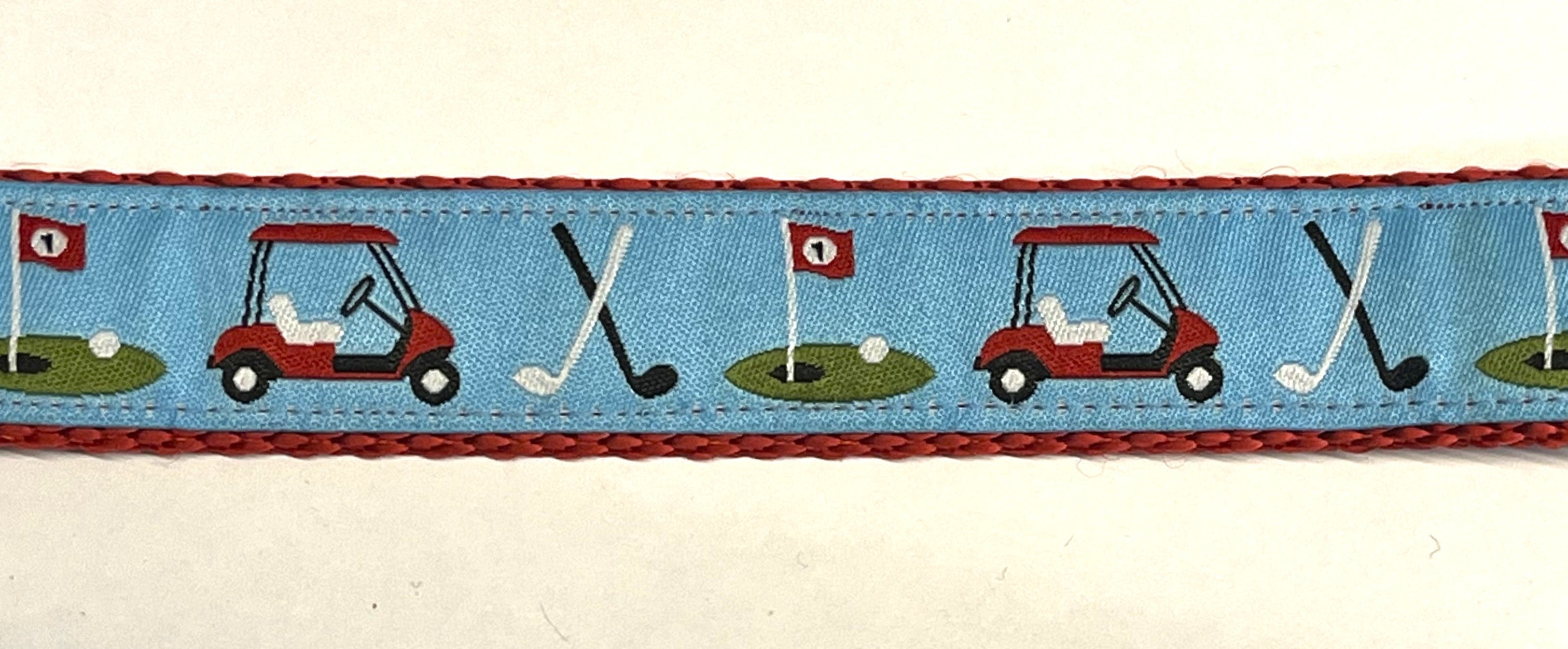 Light Blue with Red Golf Carts Dog Leash 1in