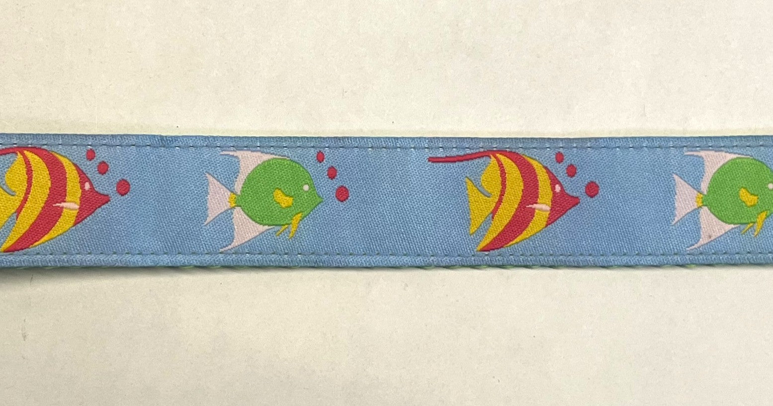 Light Blue with Tropical Fish Dog Collar 1in