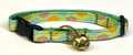 Light Green with Blue, Pink & Orange Half Circle Dots Cat Collar
