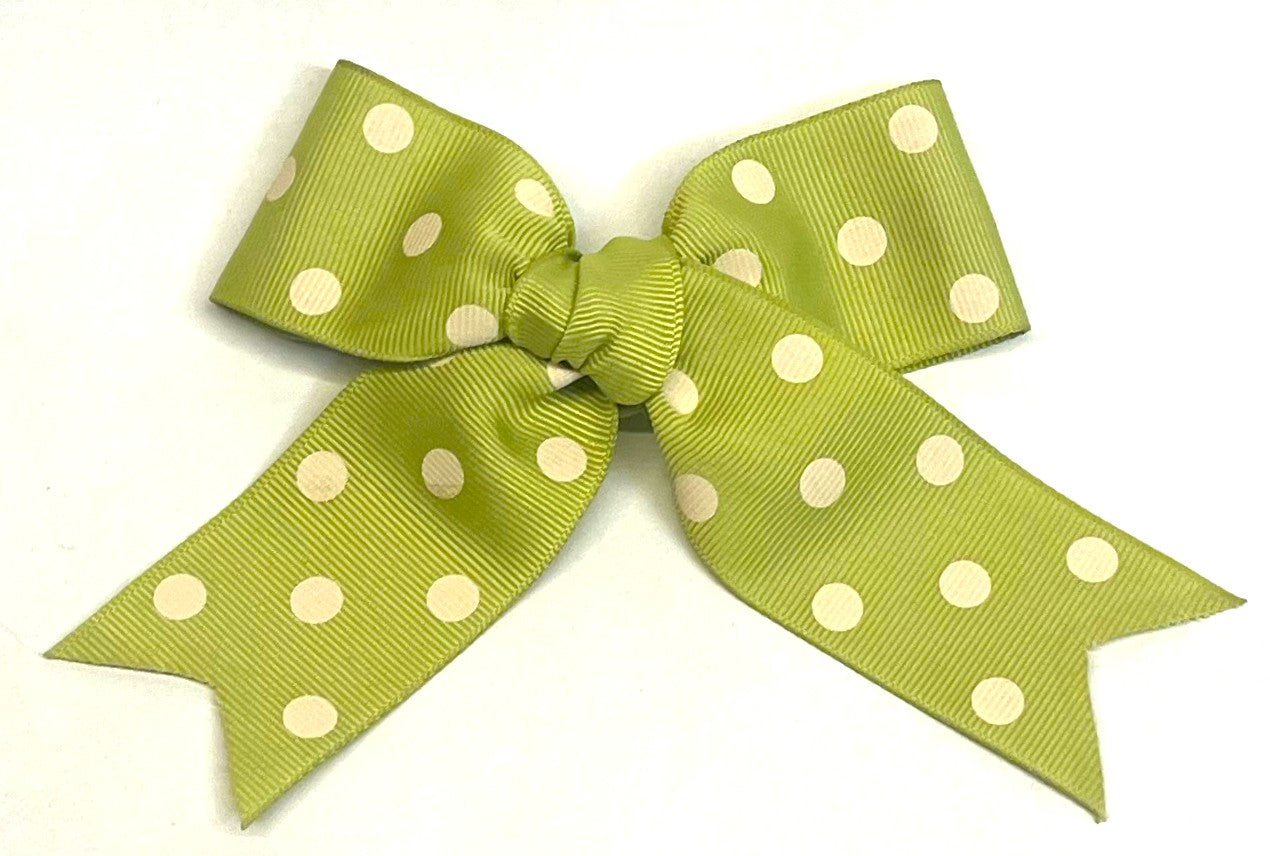 Light green with white dots collar bow