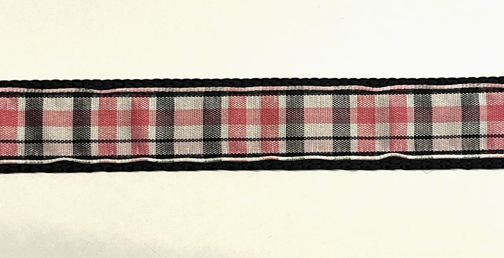 Light Pink, Black and White Plaid Dog Leash 1in
