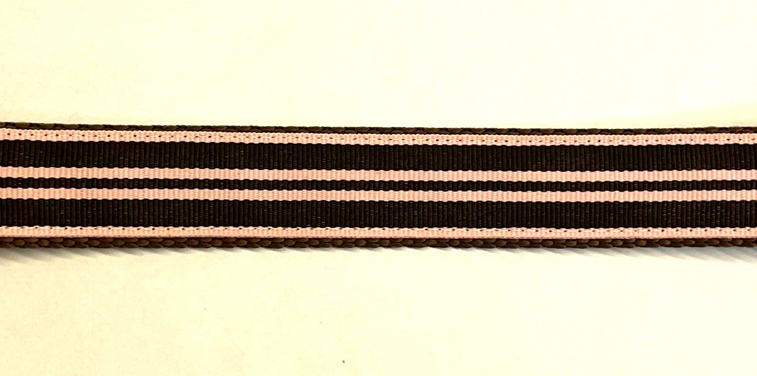 Light Pink and Brown Stripe Dog Collar 1in